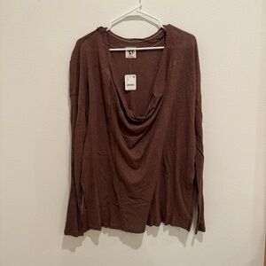 Free People Brown Long Sleeve Top